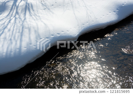 A stream of melting snow in early spring A stream of melting snow in early spring 121815695