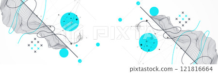 Trendy abstract wireframe background. Modern science or technology art elements. Surface illustration. Trendy abstract wireframe background. Modern science or technology art elements. Surface illustration. 121816664