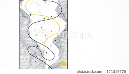 Trendy abstract wireframe background. Modern science or technology art elements. Surface illustration. 121816676