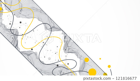 Trendy abstract wireframe background. Modern science or technology art elements. Surface illustration. Trendy abstract wireframe background. Modern science or technology art elements. Surface illustration. 121816677