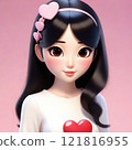 A black-haired girl with big eyes and a heart-shaped headband 121816955