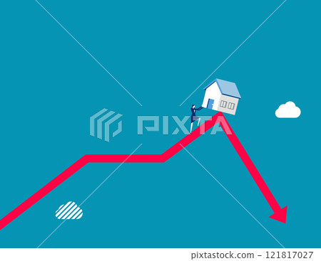 Business recession and stock market crash, Business housing development vector flat style 121817027