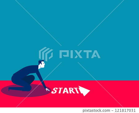 Business starting line, Business beginnings vector flat style 121817031
