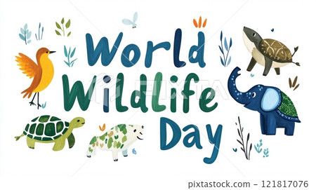 World Wildlife Day promotes conservation with a vibrant design showcasing animals in the letters to raise awareness World Wildlife Day promotes conservation with a vibrant design showcasing animals in the letters to raise awareness 121817076