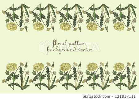 Botanical Card illustration with floral design vector illustration. Trendy hand drawn floral plants isolated on beige background. Graphic design with space for Wedding Invitation Greeting card Flyer 121817111
