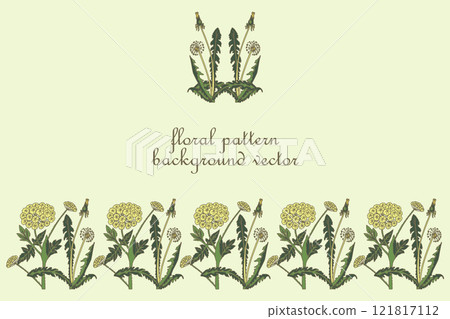 Botanical Card illustration with floral design vector illustration. Trendy hand drawn floral plants isolated on beige background. Graphic design with space for Wedding Invitation Greeting card Flyer 121817112