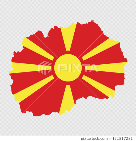 North Macedonia map silhouette with flag. North Macedonia map silhouette with flag. 121817281