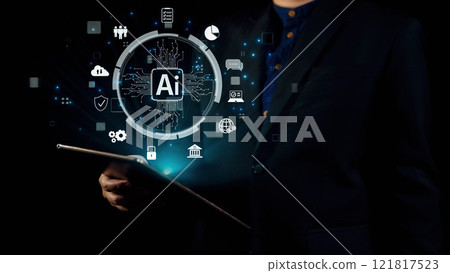 Human interact with AI artificial intelligence brain process generative AI UUID Human interact with AI artificial intelligence brain process generative AI UUID 121817523