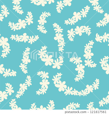 Vintage Decorative seamless pattern in classic style with small flowers, ditsy. Light silhouettes of flowers, two-color ornament shabby chic. Vintage Decorative seamless pattern in classic style with small flowers, ditsy. Light silhouettes of flowers, two-color ornament shabby chic. 121817561