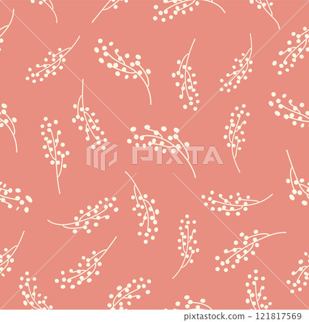 Vintage Decorative seamless pattern in classic style with small flowers, ditsy. Light silhouettes of flowers, two-color ornament shabby chic. 121817569