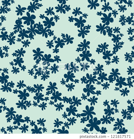 Vintage Decorative seamless pattern in classic style with small flowers, ditsy. Light silhouettes of flowers, two-color ornament shabby chic. Vintage Decorative seamless pattern in classic style with small flowers, ditsy. Light silhouettes of flowers, two-color ornament shabby chic. 121817571