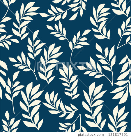 Vintage Decorative seamless pattern in classic style with small flowers, ditsy. Light silhouettes of flowers, two-color ornament shabby chic. 121817591