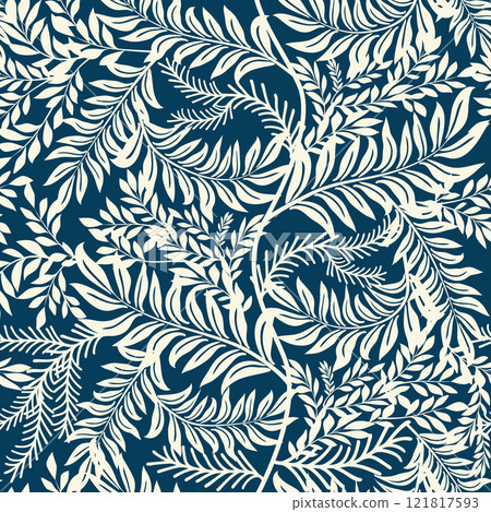 Vintage Decorative seamless pattern in classic style with small flowers, ditsy. Light silhouettes of flowers, two-color ornament shabby chic. 121817593