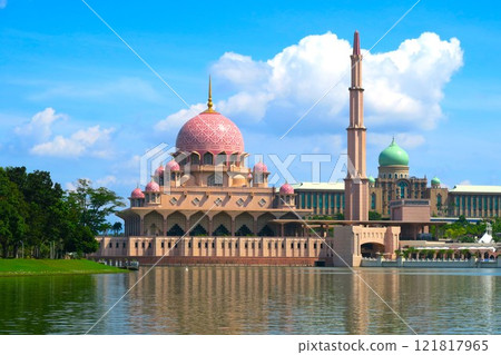 Putra Mosque, a pink mosque that stands out on the lake 121817965