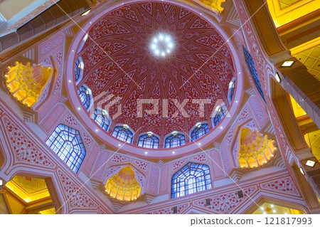 Putra Mosque, a pink mosque that stands out on the lake 121817993