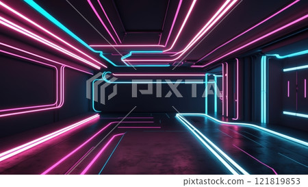 Futuristic Abstract Background with Neon Glow Effects Futuristic Abstract Background with Neon Glow Effects 121819853