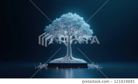Majestic Silver Tree with Radiant Glow Majestic Silver Tree with Radiant Glow 121819885