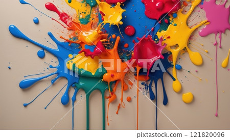 Vibrant Abstract Paint Splashes for Dynamic Backgrounds 121820096