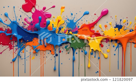 Vibrant Abstract Splash of Colorful Paint 121820097