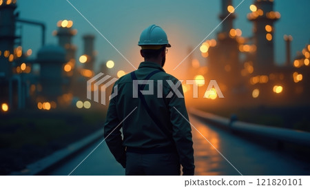 Engineer Silhouette in Industry at Dusk 121820101