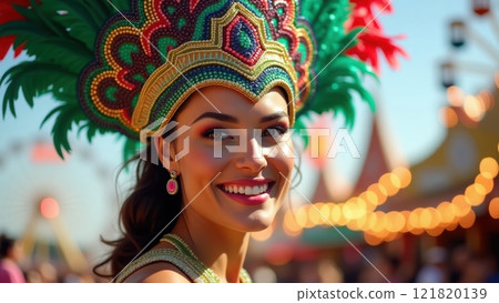 Vibrant Performer at a Colorful Carnival Celebration 121820139