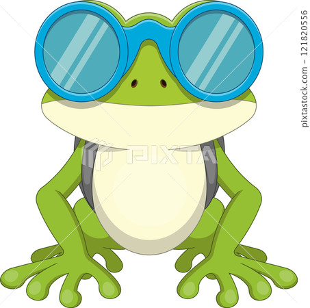 cartoon frog wearing swimming goggles 121820556