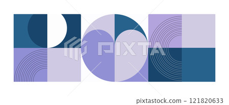 A mosaic composition of large purple and blue shapes forming a complex abstraction. The design emphasizes harmonious lines and symmetry. A mosaic composition of large purple and blue shapes forming a complex abstraction. The design emphasizes harmonious lines and symmetry. 121820633