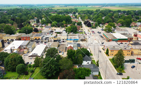 Aerial view of Exeter, Ontario, Canada 121820864