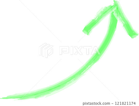 Green upward arrow watercolor illustration material 121821174