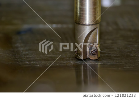 The CNC milling machine rough cutting the injection mold parts by indexable tools. 121821238