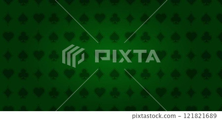 Green background with card suits. Picture of spades, hearts, diamonds, clubs. Casino background. Green background with card suits. Picture of spades, hearts, diamonds, clubs. Casino background. 121821689