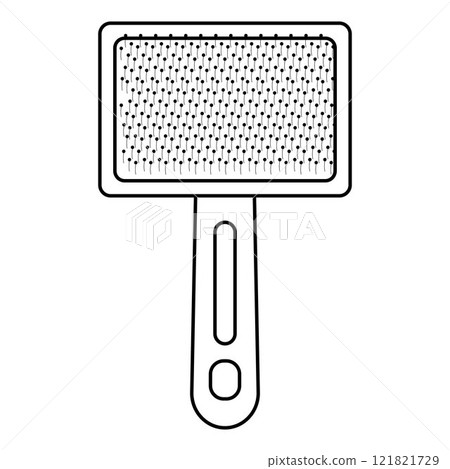 The brush is an accessory for pet care. Contour isolated illustration. 121821729