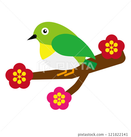 白眼的簡單平面插圖，春天的到來，白色背景 121822141