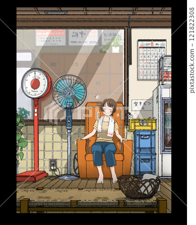 一個女孩在公共浴室放鬆(有框架) 一個女孩在公共浴室放鬆(有框架) 121822308