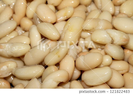Close up of cannellini baked beans Abstract Background 121822483