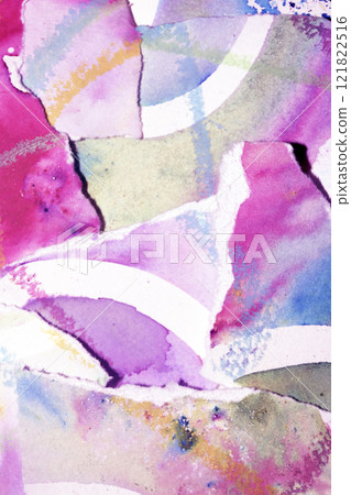 Abstract Watercolor Background Ripped Up and Torn Multicolour Rainbow Fragment of artwork. 121822516