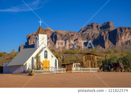 Elvis Memorial Chapel with Superstition Mountains in Apache Junction, Arizona 121822574