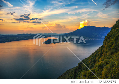 Sunset Over Lake Lucerne from Burgenstock, Switzerland 121822575
