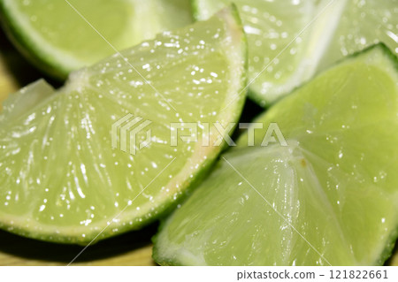 Close up of Sliced Lime on Chopping Board Close up of Sliced Lime on Chopping Board 121822661