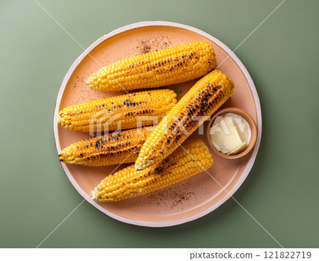 Grilled corn cob with butter Grilled corn cob with butter 121822719