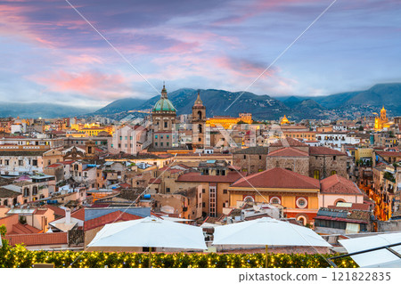 Palermo, Sicily Skyline with Landmarks 121822835