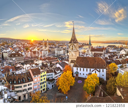 Zurich, Switzerland Old Town on an Autumn Morning 121822858