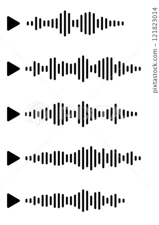 Audio wave icon sound song podcast set on white isolated background. Voice message. Vector illustration 121823014