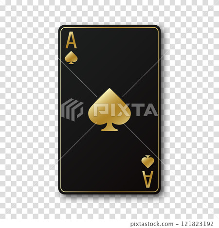 Black and golden playing card Ace with a symbol or sign of spades on a transparent background. Vector illustration Black and golden playing card Ace with a symbol or sign of spades on a transparent background. Vector illustration 121823192