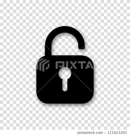 Padlock icon isolated on transparent background. Symbol sign unlock. Vector illustration. 121823202