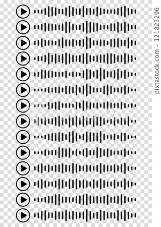 Audio wave. icon sound song. podcast set waves. Symbols on transparent isolated background. Voice message. Vector illustration. EQ 121823296