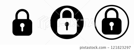 Lock padlock icons set. Vector illustration of security symbols. Lock padlock icons set. Vector illustration of security symbols. 121823297