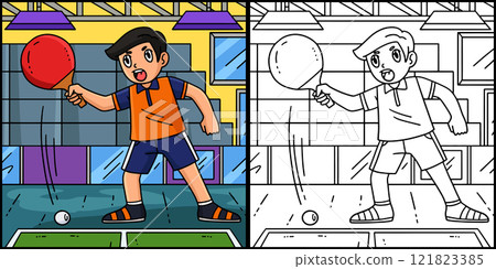 Table Tennis Player Blocking Ball Illustration Table Tennis Player Blocking Ball Illustration 121823385