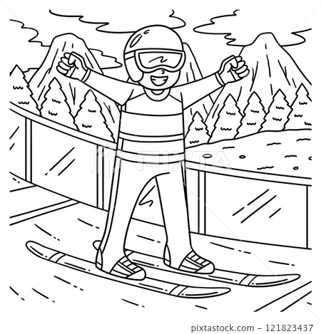 Ski Jumping Male Ski Jumper Raising Arms Coloring  121823437