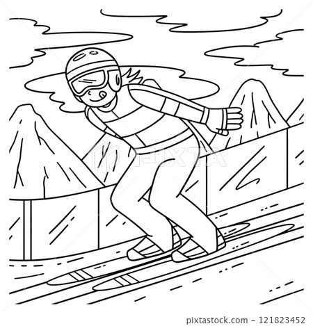 Ski Jumping Female Ski Jumper Sliding Coloring 121823452